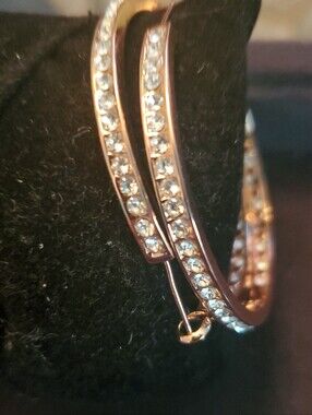 Copper Hoop Earrings No Name with Crystal Pavé